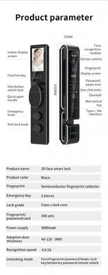 Qleung S666 Smart Door Lock with 40-110mm Door Thickness 7.4V 5000mAh Rechargeable Battery and 2 Years Warranty