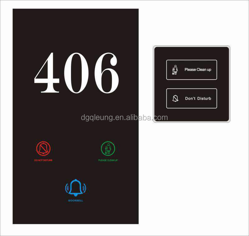 Hotel Electronic Doorplate with AC 220V Touch Control and 86 Bottom Box for Easy Installation