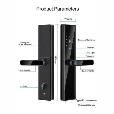 Blocco porta bluetooth intelligente nero Blocchi porta elettronici a distanza per case
