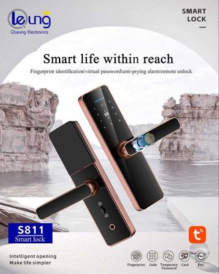 Chiusura porta anteriore in bronzo rosso in lega di alluminio Tuya Wifi Smart Lock