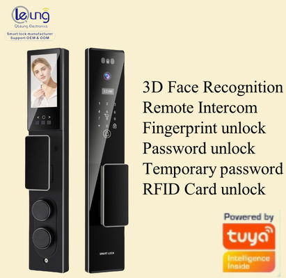 Qleung S555Max Face ID Video Intercom Riconoscimento delle impronte digitali Carta chiave Tuya App Remote Control Smart Door Lock