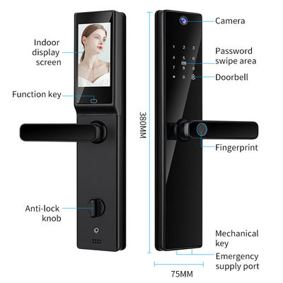 Qleung Tuya Wifi Remote Control HD Camera Video Intercom Impressione digitale Carta di codice chiave S819-2Max Smart Home Door Lock
