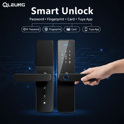 Qleung Classic Black S811 Smart Door Lock con 8 lingue Certificazione CE ROHS e impronta digitale semiconduttore